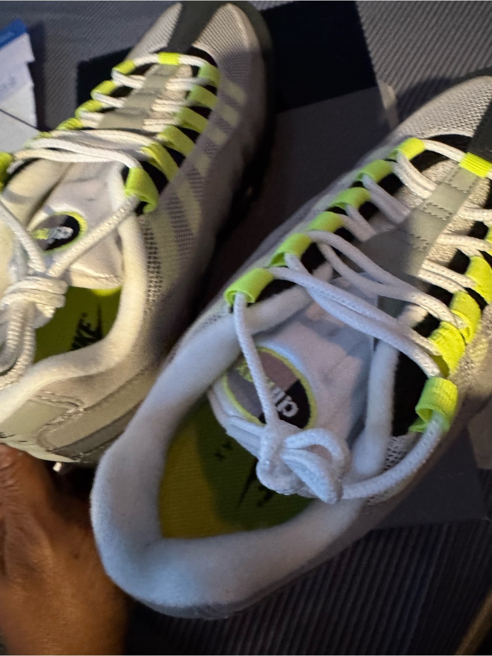 Nike White and Neon Yellow Kids' Athletic Sneakers air max 95